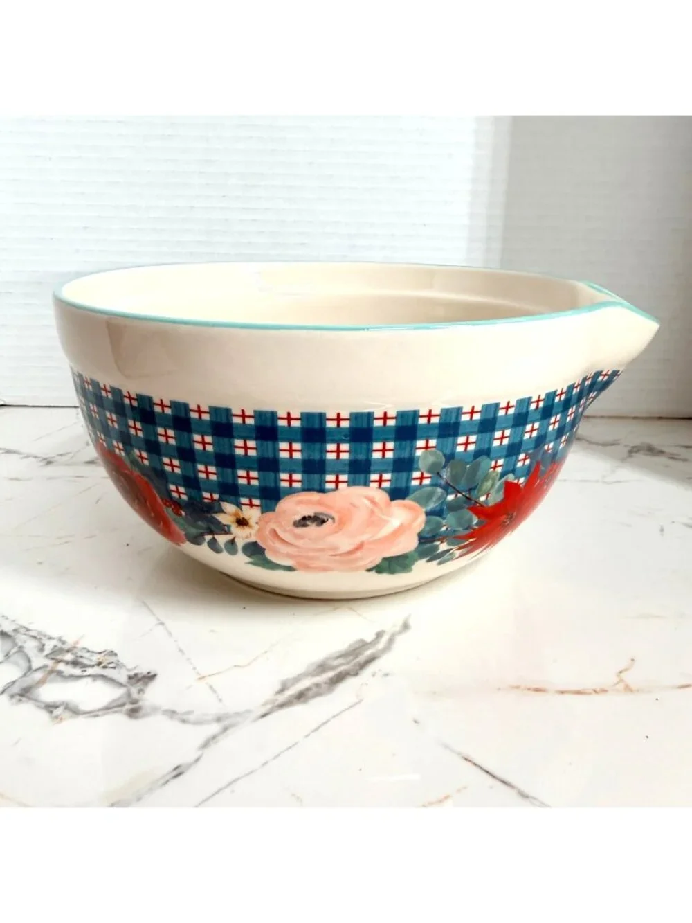 The Pioneer Woman Wishful Winter Large Ceramic Mixing Bowl with Spout, med size